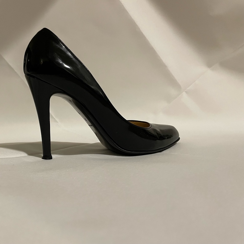 Black genuine leather high hills made in Italy